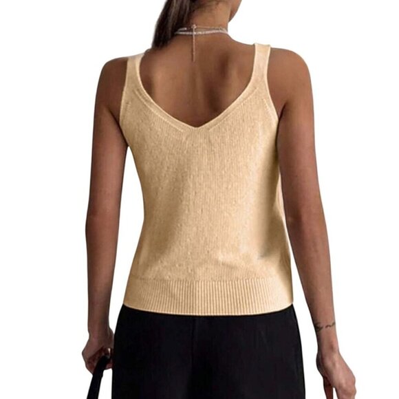 Apricot Knitted Sweater With Rhinestone Embellishment - Picture 3 of 4